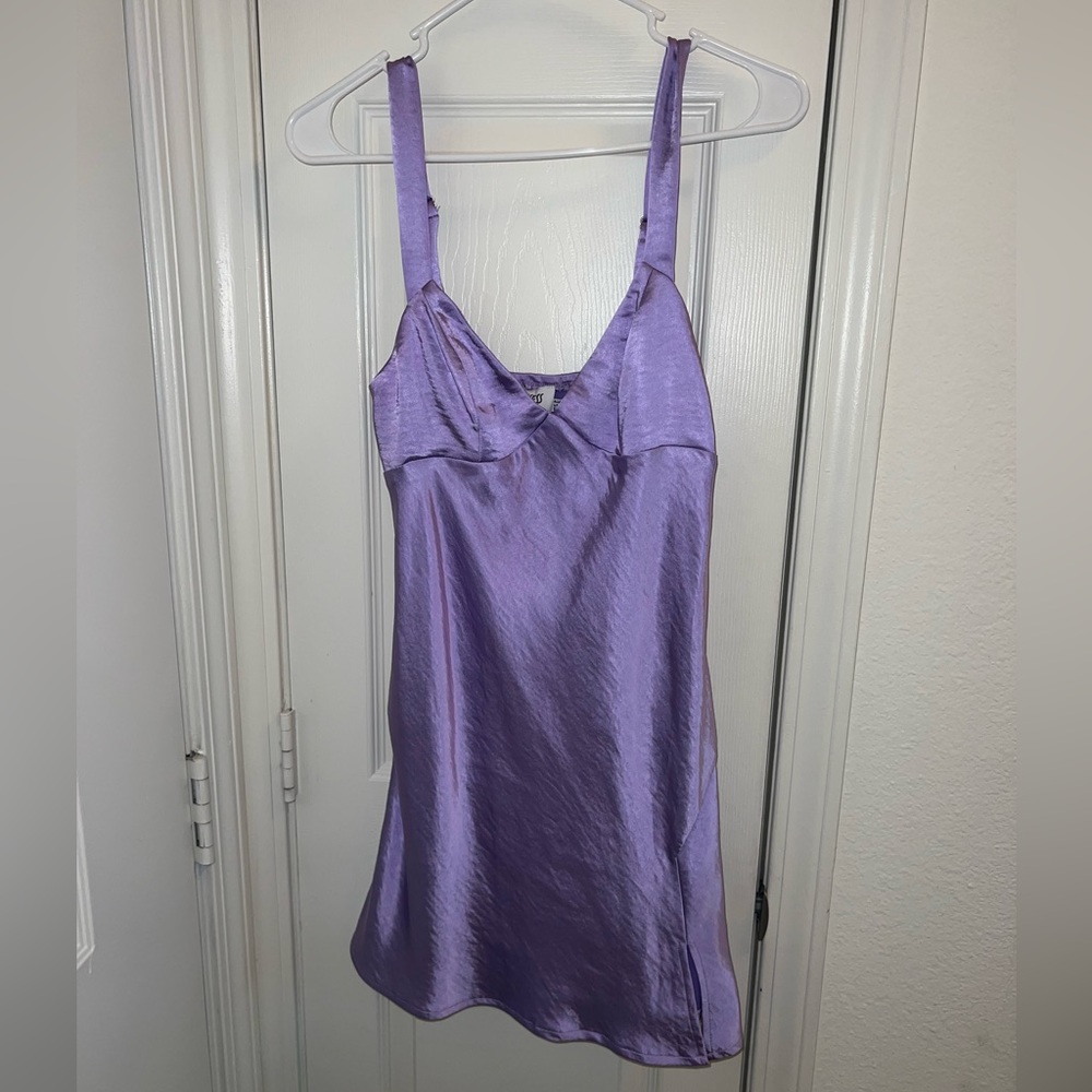 Princess Polly purple satin slip dress